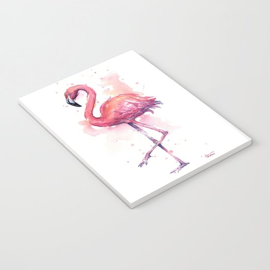 Pink Flamingo Watercolor Tropical Bird Notebook By Olechka Society6