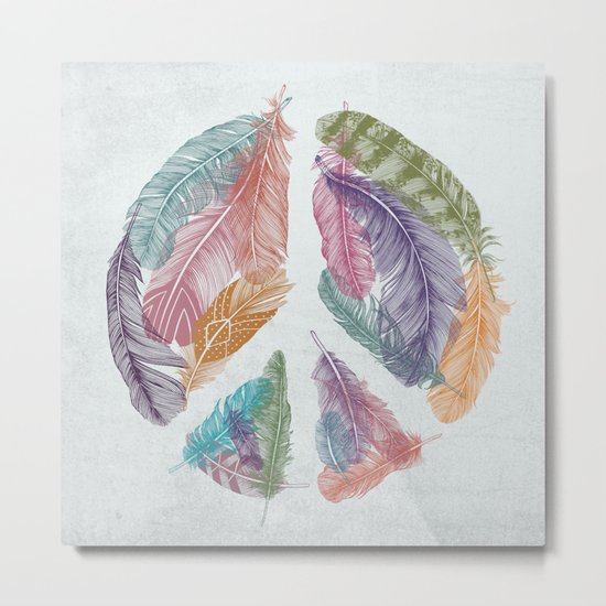Feathers for Peace (Peace Sign) Metal Print
