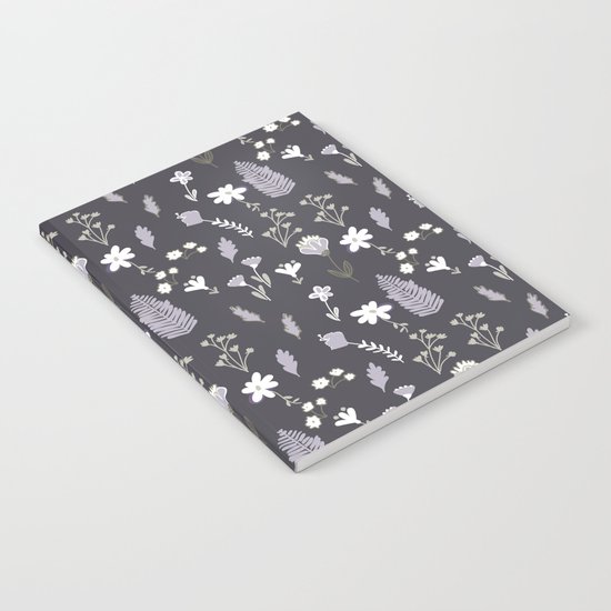 Dark Pastel Violet Flower Pattern Notebook