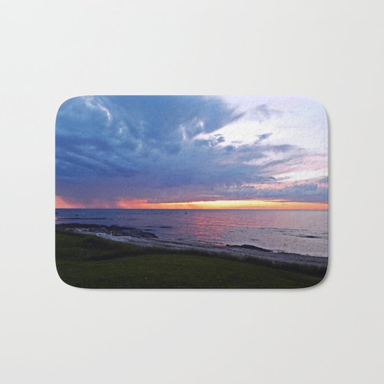 Sunset at Sea and the Rain Storm Bath Mat