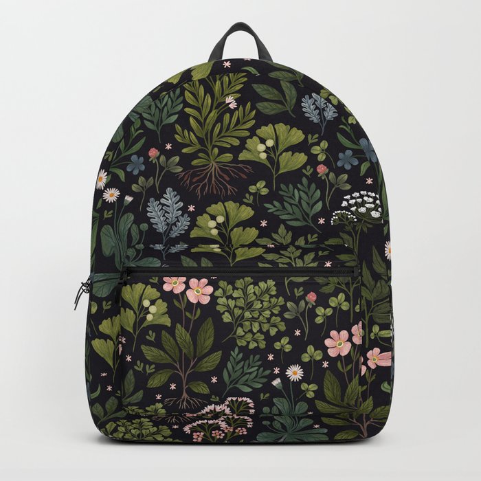 Herbarium ~ vintage inspired botanical art print ~ black Backpack