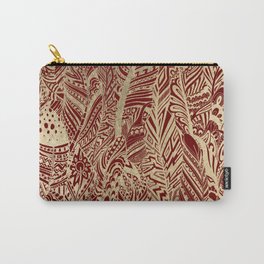 Elegant burgundy chic gold foil bohemian aztec feathers Carry-All Pouch