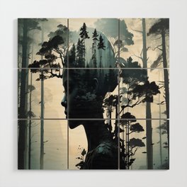 Double exposure portrait of a woman Wood Wall Art