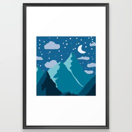 Camping Night Mountain Landscape Framed Art Print
