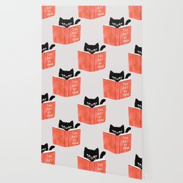 Cat reading book Wallpaper