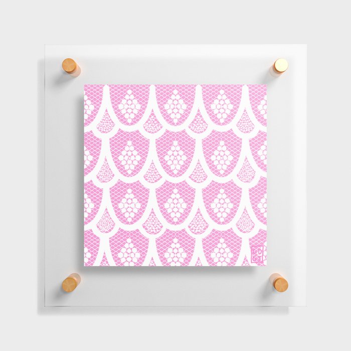 Palm Springs Poolside Retro Pink Lace Floating Acrylic Print