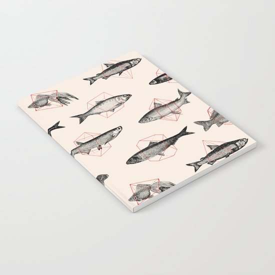 Fishes In Geometrics (Red) Notebook