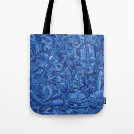The Blues Band II very blue painting of music band Tote Bag