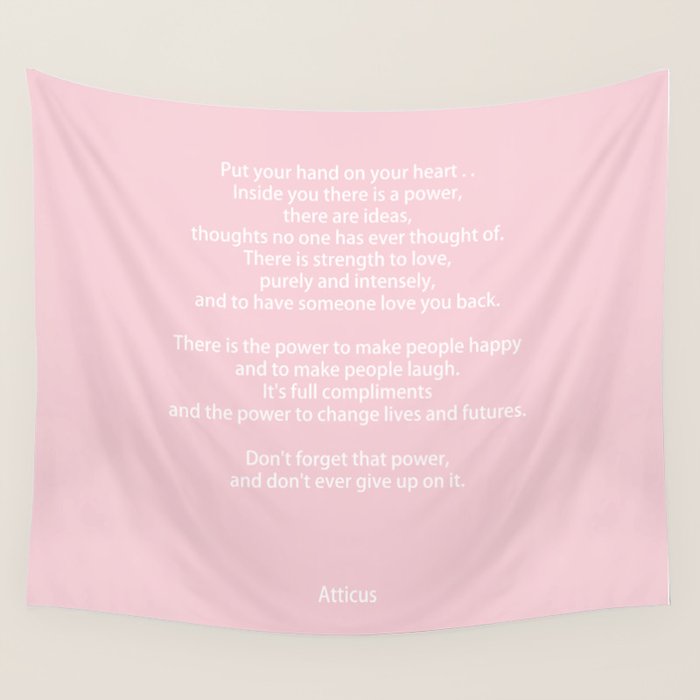 Pastel Pink Inspiration Never Give Up Wall Tapestry by Sharon Mau 