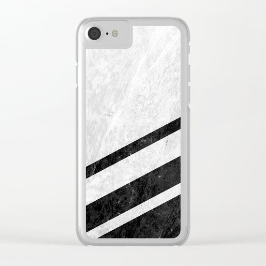 White Striped Marble Clear iPhone Case