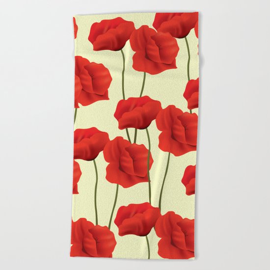 Red flowers #society6 Beach Towel
