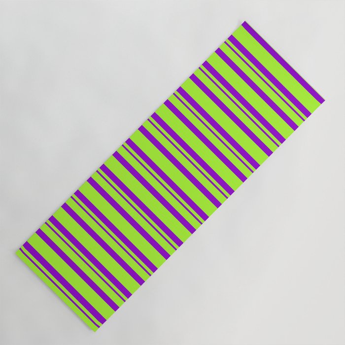 Light Green and Dark Violet Colored Lines/Stripes Pattern Yoga Mat