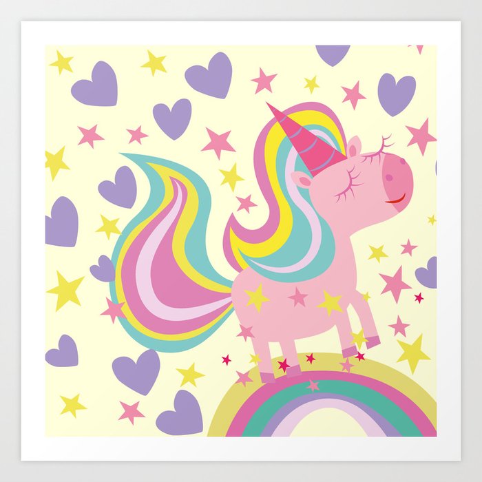 The magical rainbow unicorn Art Print