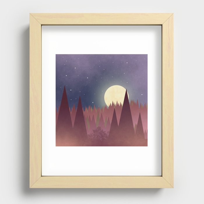 Moon in Forest Recessed Framed Print