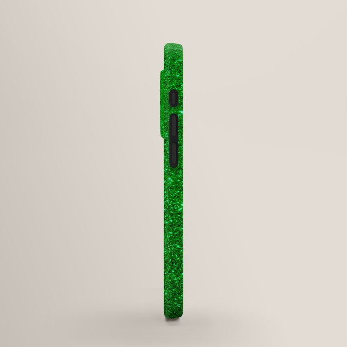 Emerald Green Shiny Metallic Glitter iPhone Case by