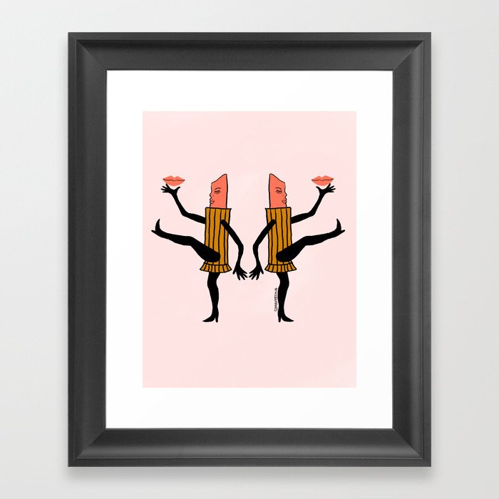 Dancing Lipstick Babes Framed Art Print