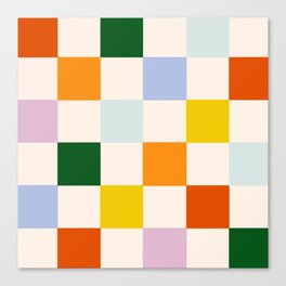Retro Rainbow Checkerboard  Canvas Print