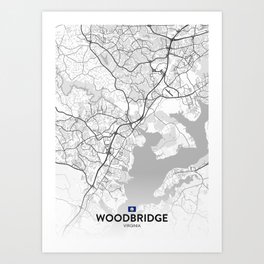 Woodbridge, Virginia, United States - Light City Map Art Print