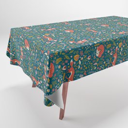 Fall Fox on Blue Tablecloth