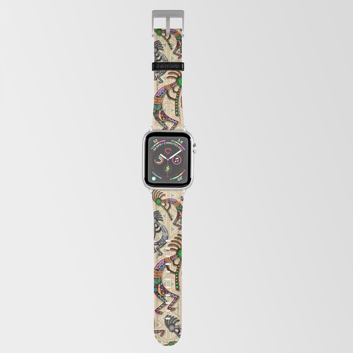 Kokopelli Rainbow Colors on Tribal Pattern  Apple Watch Band