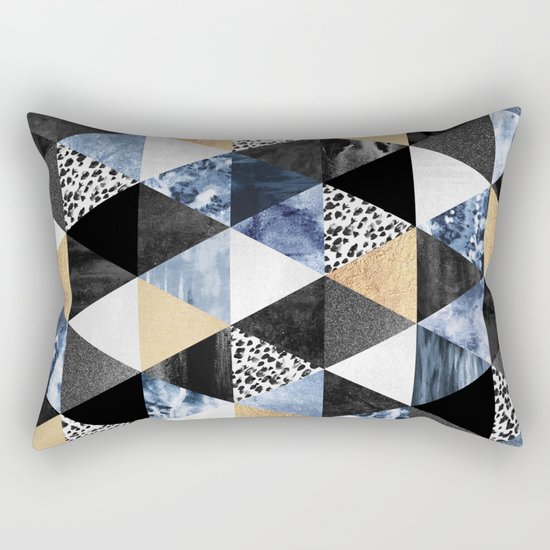 Blue Triangles Rectangular Pillow