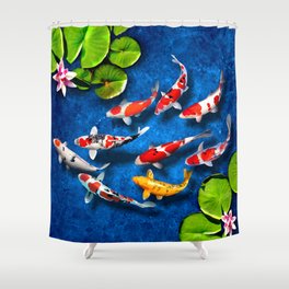 9 koi fish for luck Shower Curtain