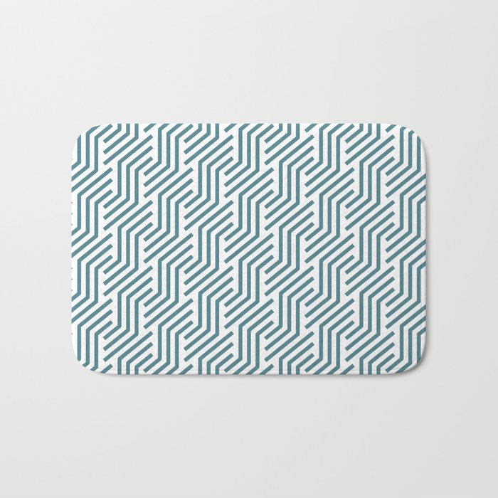 Teal and White Tessellation Line Pattern 21 Pairs DV 2022 Popular Colour Wish Upon a Star 0668 Bath Mat