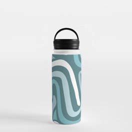 Mid century modern abstract blue lines Water Bottle