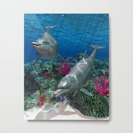 Dolphins Metal Print | 3D, Illustration, Animal, Digital 