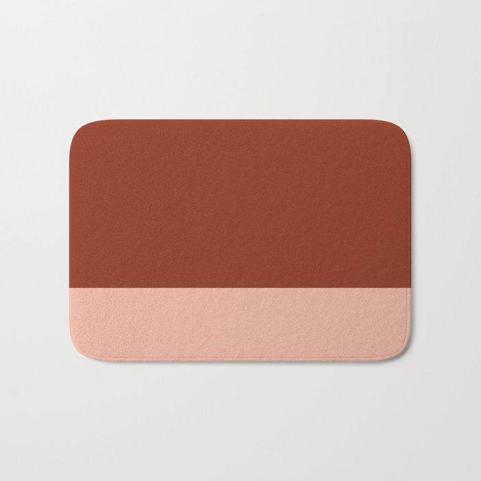 Rich Maroon Rust and Pale Salmon Color Block Bath Mat