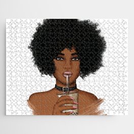 Woman With Boba Tea | African American Jigsaw Puzzle