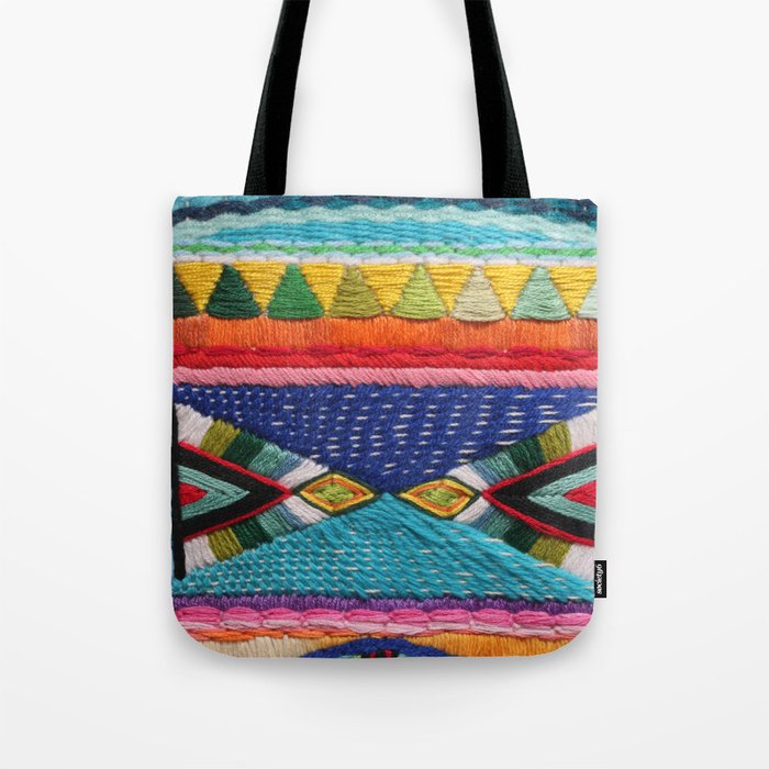 Rainbow Tribal Embroidery Tote Bag by Shashira Handmade | Society6