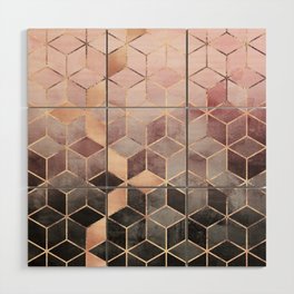 Pink And Grey Gradient Cubes Wood Wall Art