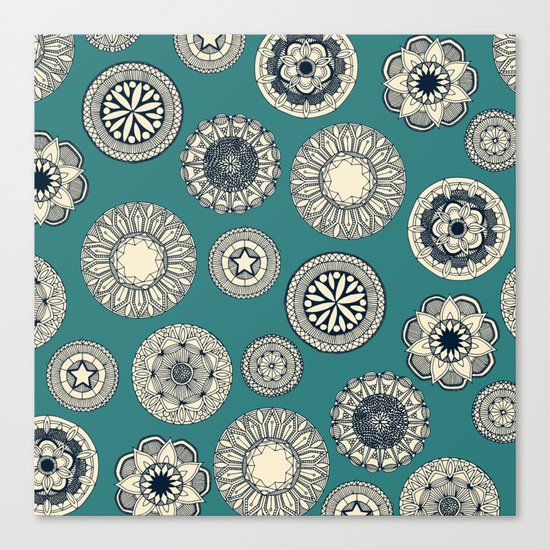 mandala cirque spot teal Canvas Print
