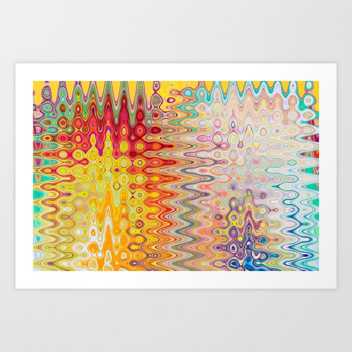Bright Yellow Psychedelic Abstract Pattern Art Print