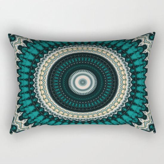 Mandala Fractal in Teal Study 01 Rectangular Pillow