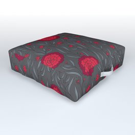 Crimson Dahlias Outdoor Floor Cushion