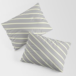 [ Thumbnail: Light Yellow and Dark Gray Colored Stripes Pattern Pillow Sham ]