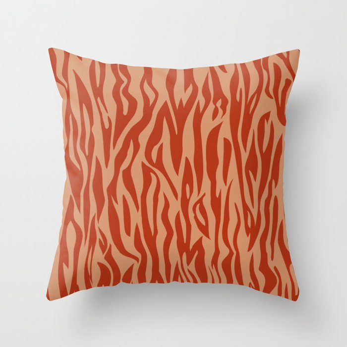 Terracotta Zebra Stripes Throw Pillow