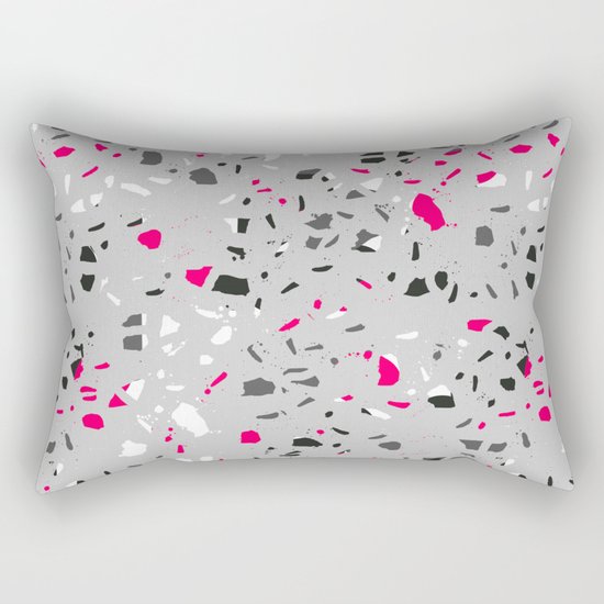 Terrazo grey pink black and white minimal pattern urban modern edgy trendy socal bklyn austin Rectangular Pillow