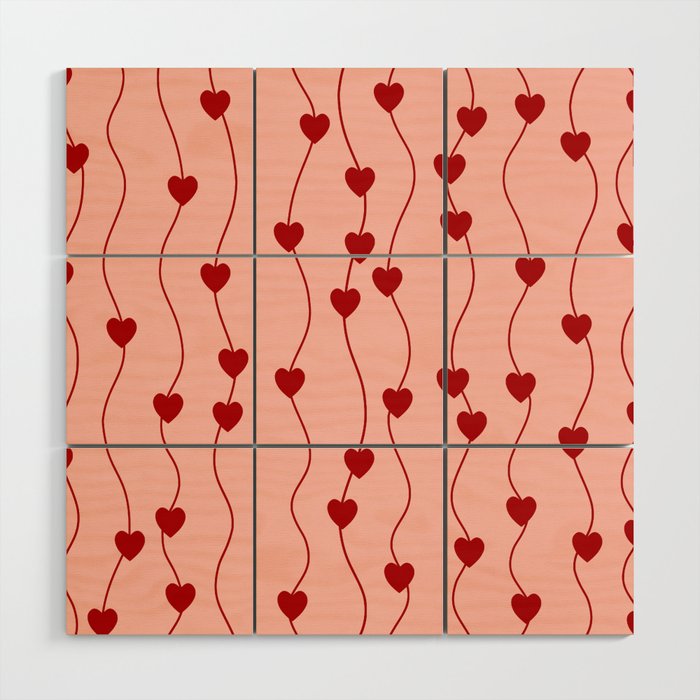 Heart Strings in Pink and Red Wood Wall Art