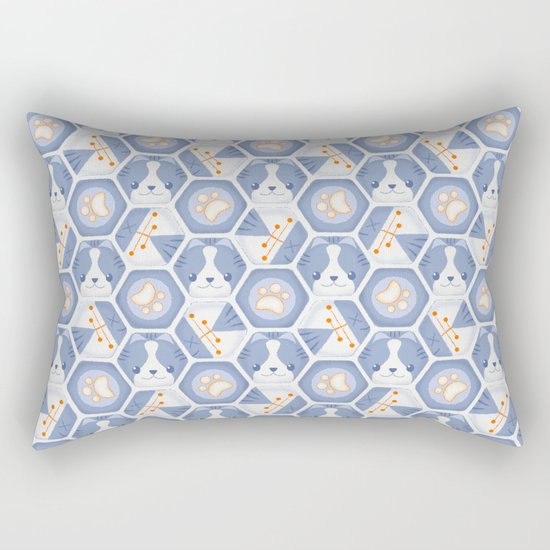 Hexy Cats_Blue Rectangular Pillow