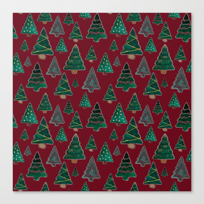 Christmas tree on Red Canvas Print