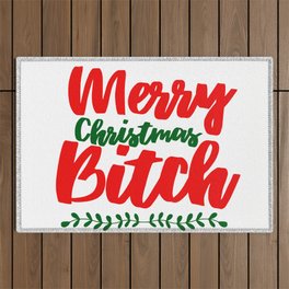 Merry Christmas Bitch Outdoor Rug