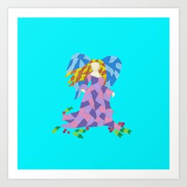 Angel Painting in a Colorful Geometric Pop Art Style on Light Blue Background Art Print