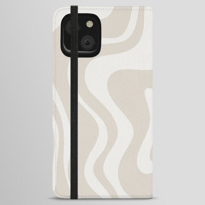 Liquid Swirl Contemporary Abstract Pattern in Mushroom Cream iPhone Wallet Case