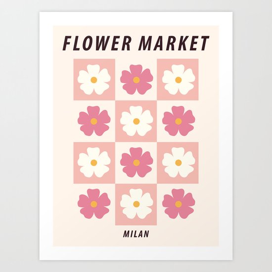 flower market print milan indie cottagecore decor cute floral art posters aesthetic abstract pink flowers art print by kristinity art society6