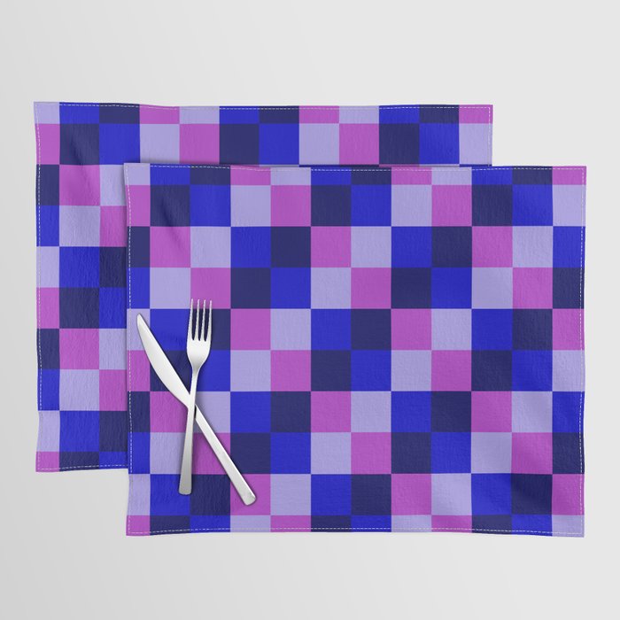 Modern overlapping purple and blue squares Placemat by Pretty Pop