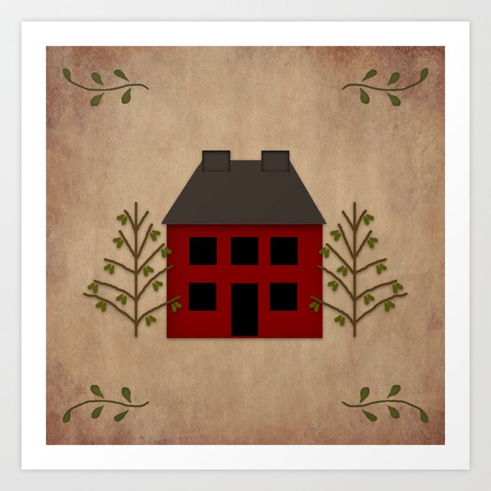 Primitive Country House Art Print