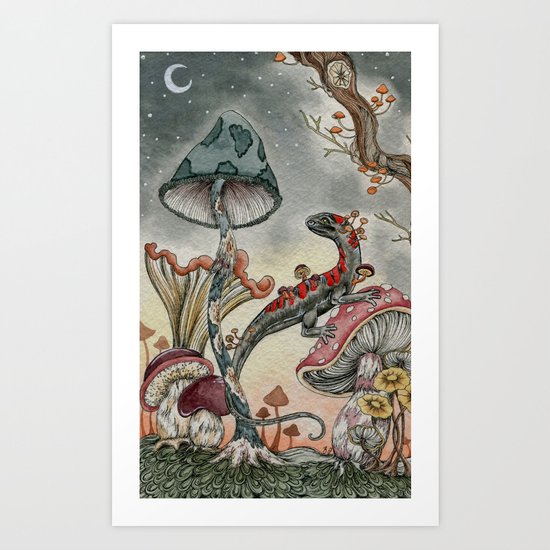 Mushroom Moon Art Print